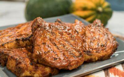 Grilled Pumpkin BBQ-Glazed Pork Chops