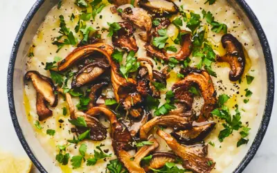 Oven Risotto With Crispy Roasted Mushrooms